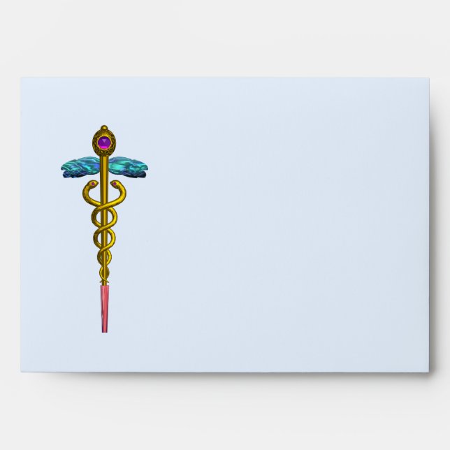 CADUCEUS, bright blue ,pink violet amethyst Envelope (Front)