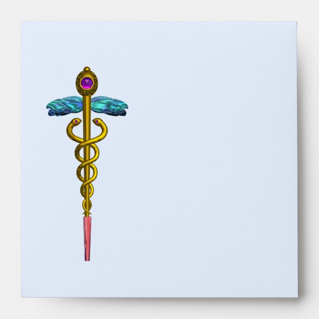 CADUCEUS, bright blue ,pink violet amethyst Envelopes (Front)