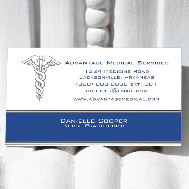 Caduceus Business Card, Blue Business Card (Blue Caduceus Business Card )