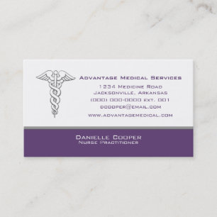 Caduceus Business Card, Purple Business Card