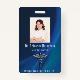 Caduceus Chrome Dark Holographic Medical Photo ID ID Badge