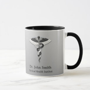 Caduceus Classy Noble Medical Elegant Black White Mug