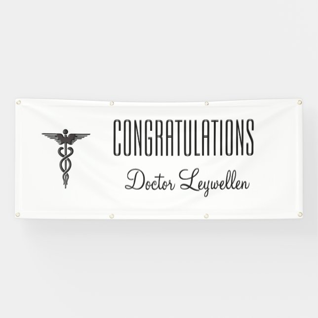Caduceus Congratulations Doctor Nurse EMT Banner (Horizontal)