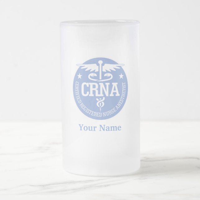 Caduceus CRNA gift ideas Frosted Glass Beer Mug (Center)
