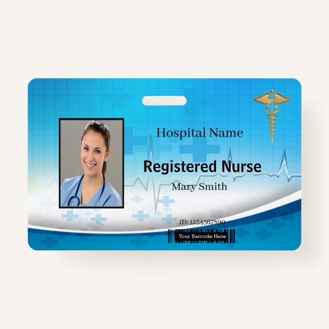 Caduceus Cross Medical Photo ID ID Badge (Front)