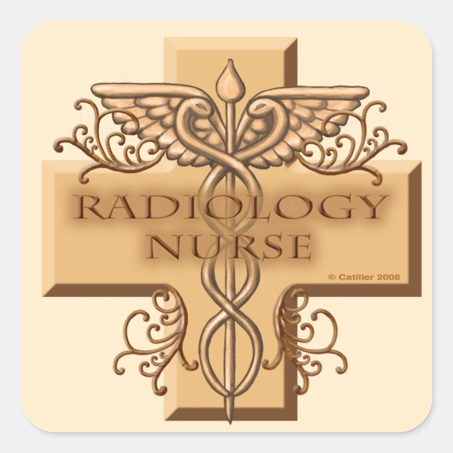 Caduceus cross Radiology Nurse Square Sticker (Front)