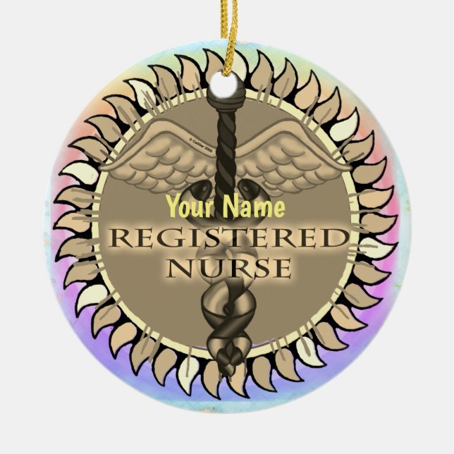 Caduceus  custom Registered Nurse ornament (Front)
