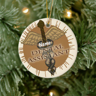 Caduceus Dental Assistant Ceramic Tree Decoration