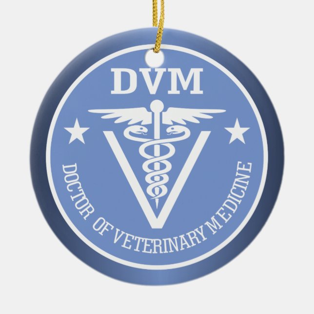 Caduceus DVM 2 Ceramic Tree Decoration (Front)