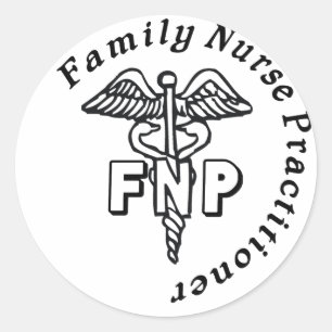 CADUCEUS FNP FAMILY NURSE PRACTITIONER CLASSIC ROUND STICKER