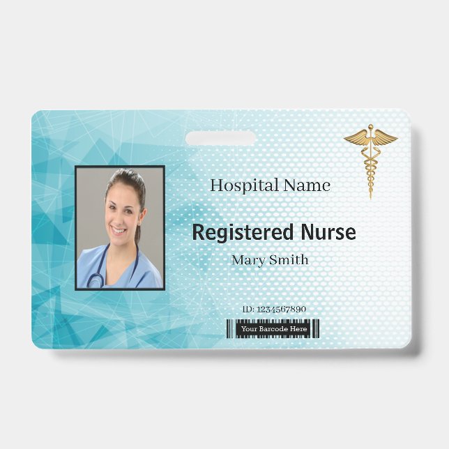 Caduceus Geometric Medical Photo ID Badge (Front)