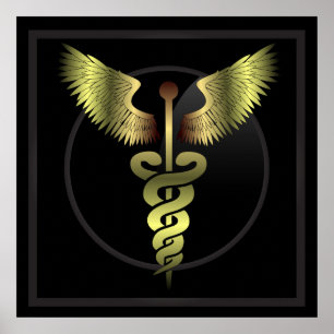 Caduceus Gold medical Print