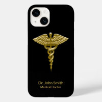 Caduceus Gold on Black Classy Medical