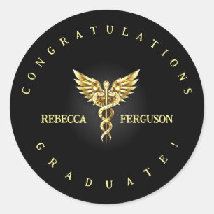 Caduceus Graduation Party Decoration Classic Round Sticker