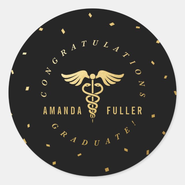 Caduceus Graduation Party Decoration Sticker (Front)