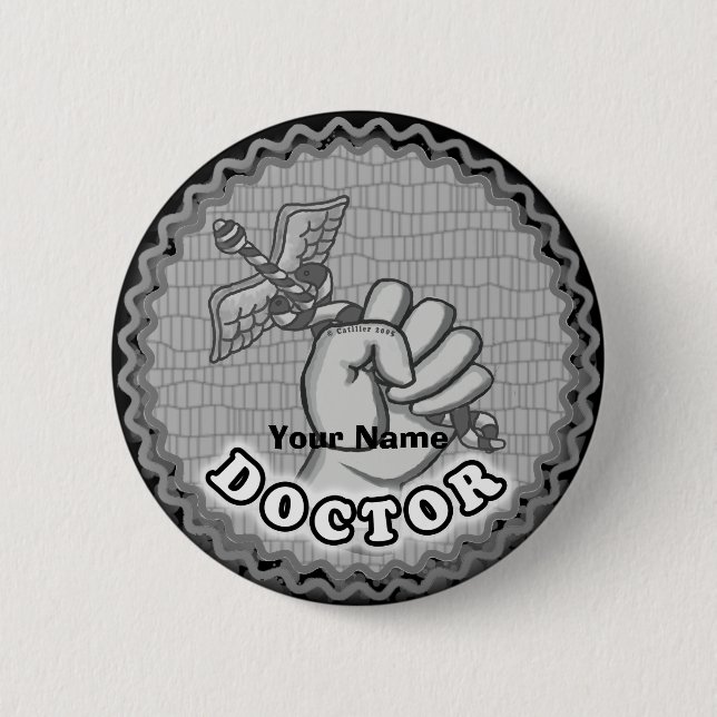 Caduceus Hand Doctor custom name pin (Front)