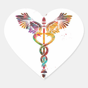 Caduceus Heart Sticker