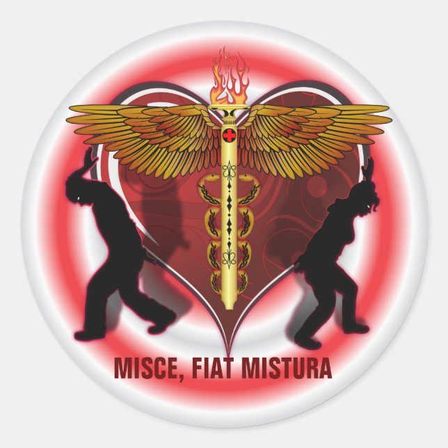 Caduceus Heart V-1, Misce, fiat mistura Classic Round Sticker (Front)