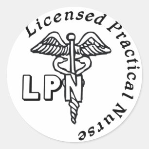 CADUCEUS LPN LOGO LICENSED PRACTICAL NURSE CLASSIC ROUND STICKER