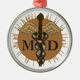Caduceus M.D. Doctor Metal Tree Decoration