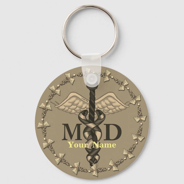 Caduceus MD Doctor  Key Ring (Front)