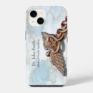 Caduceus Medical Copper Rose Gold Luxury Marble iPhone 14 Case