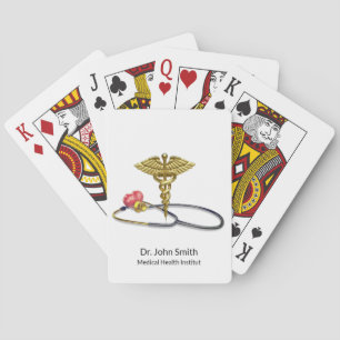 Caduceus Medical Gold & Stethoscope with Heart Playing Cards