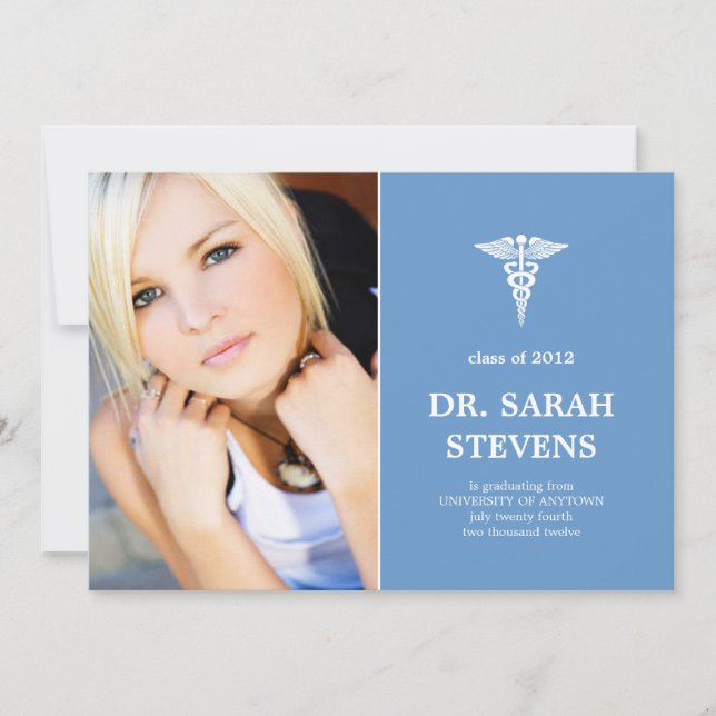 Caduceus Medical Graduation Photo Invitation (Front)