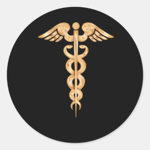 Caduceus Medical Professional Symbol Classic Round Sticker