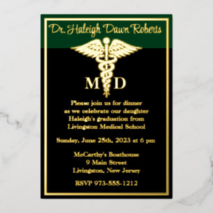 Caduceus Medical School Graduation, Black/Green