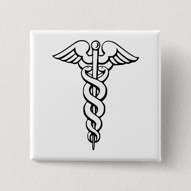 Caduceus Medical Symbol 15 Cm Square Badge (Front)