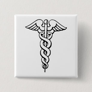 Caduceus Medical Symbol 15 Cm Square Badge