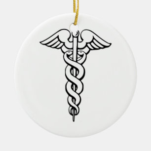 Caduceus Medical Symbol Ceramic Tree Decoration
