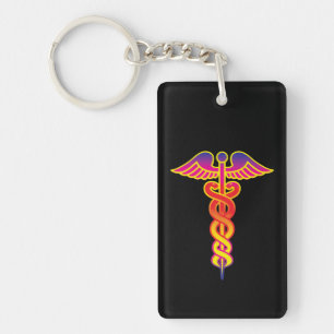 caduceus medical symbol key ring