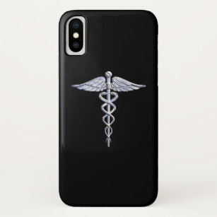 Caduceus Medical Symbol on Black iPhone X Case