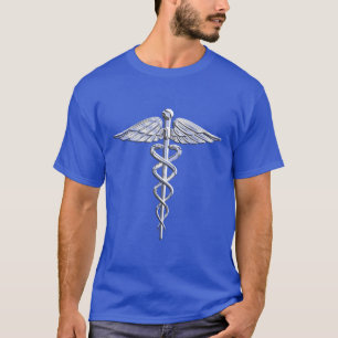 Caduceus Medical Symbol on Black T-Shirt
