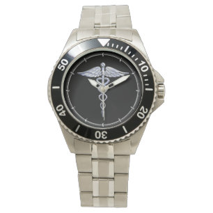 Caduceus Medical Symbol on Black Watch