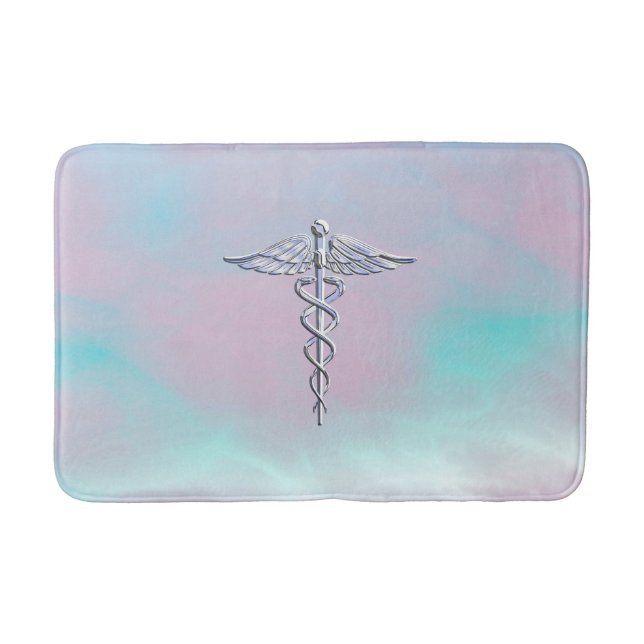 Caduceus Medical Symbol on Mother Pearl Decor Bath Mat (Front)