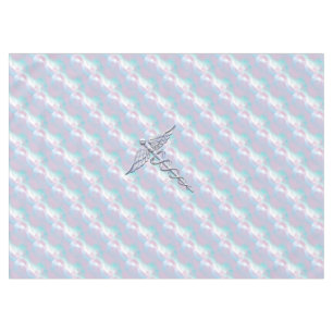 Caduceus Medical Symbol on Mother Pearl Decor Tablecloth