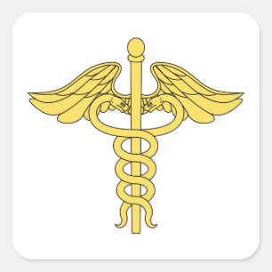 Caduceus Medical Symbol Square Sticker