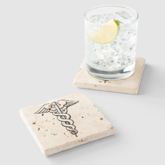 Caduceus Medical Symbol Stone Coaster