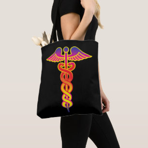 caduceus medical symbol tote bag
