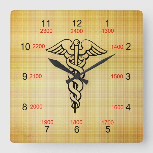 Caduceus Military Time Wall Clock (Front)