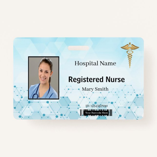 Caduceus  Molecule Medical Photo ID ID Badge (Front)