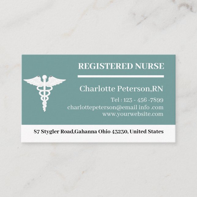 Caduceus Nurse Doctor Business Card (Front)