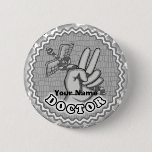 Caduceus Peace Doctor  custom name 6 Cm Round Badge