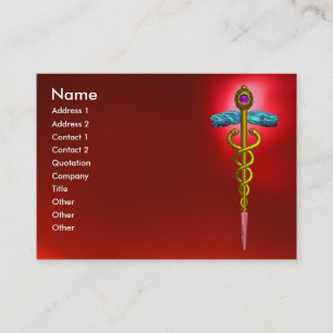 CADUCEUS, RED RUBY  vibrant gold amethyst Business Card