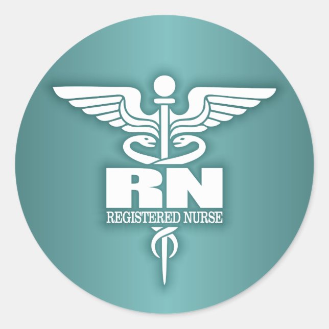 Caduceus RN 3 Classic Round Sticker (Front)