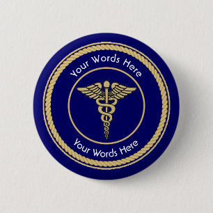Caduceus Rope Shield Universal Custom 6 Cm Round Badge