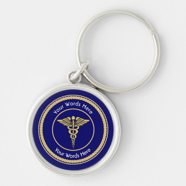 Caduceus Rope Shield Universal Custom Key Ring (Front)